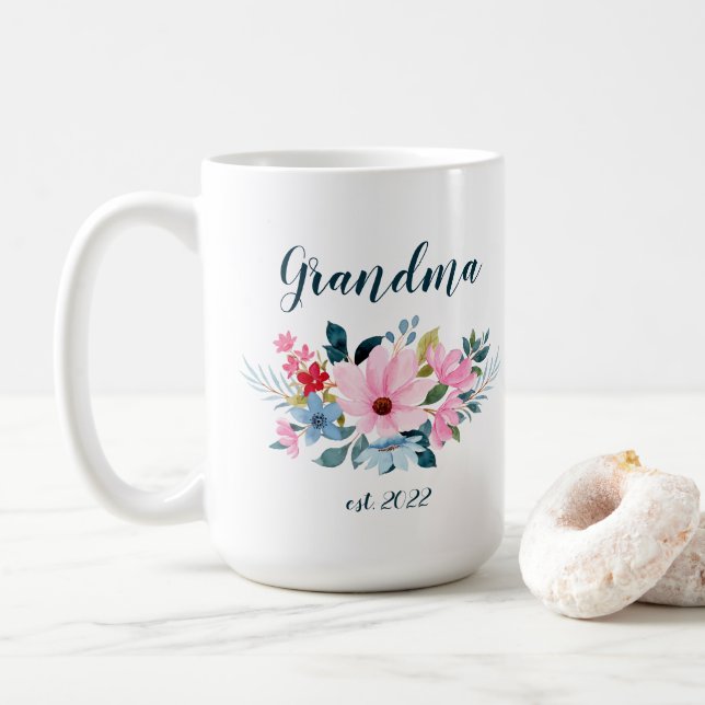 CUSTOMIZABLE Grandma Date - First time Grandma Coffee Mug (With Donut)