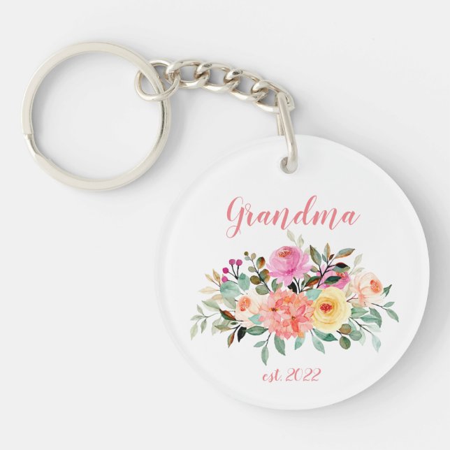CUSTOMIZABLE Grandma Date - First time Grandma Keychain (Front)