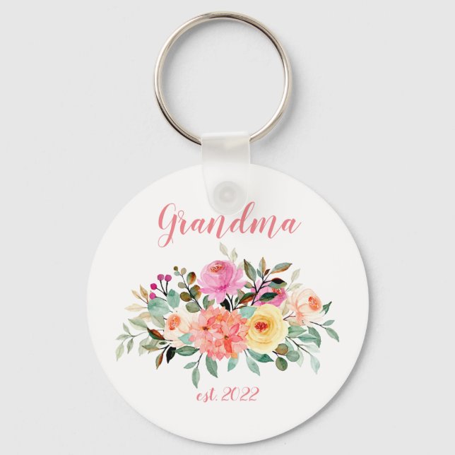 CUSTOMIZABLE Grandma Date - First time Grandma Keychain (Front)