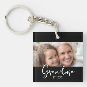 Customizable Grandma Est Year Grandparent Photo Keychain