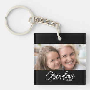Customizable Grandma Est Year Photo Keychain