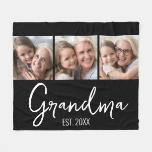 Customizable Grandma Established Year 3 Photo Fleece Blanket