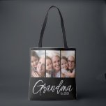 Customizable Grandma Established Year 3 Photo Tote Bag<br><div class="desc">Celebrate being a grandma with this simple and modern “Grandma Est. [Year]” photo tote bag. Featuring white typography, this design is perfect for new grandmas or seasoned grandmothers alike. Customize the year to mark when she first became a grandma — a sweet, personal touch that makes this tote bag extra...</div>