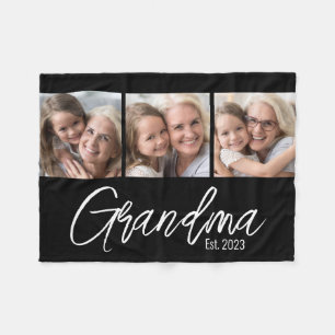 Customizable Grandma Established Year 3 Picture Fleece Blanket