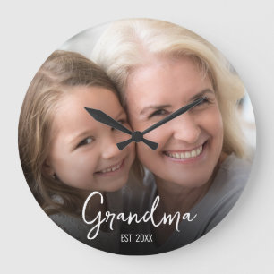 Customizable Grandma Established Year Photo Large Clock