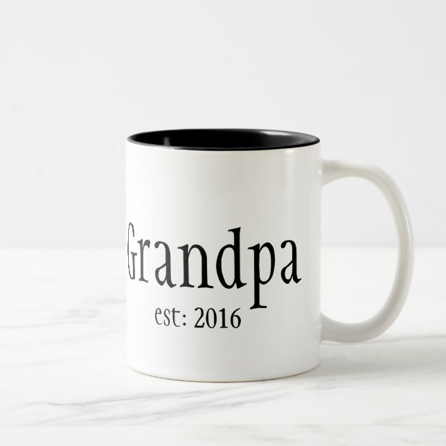 Customizable Grandpa established year Two-Tone Coffee Mug (Right)