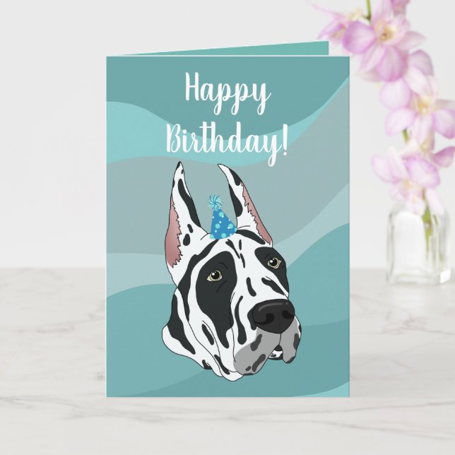 Customizable Great Dane Birthday Card (Orchid)