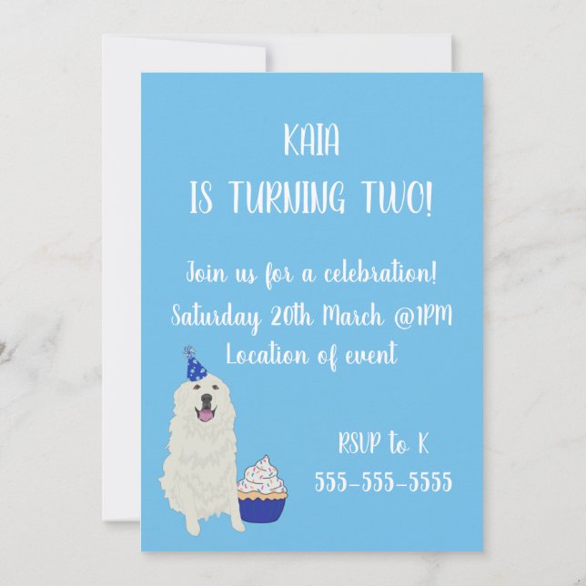 Customizable Great Pyrenees  Birthday Invitation (Back)