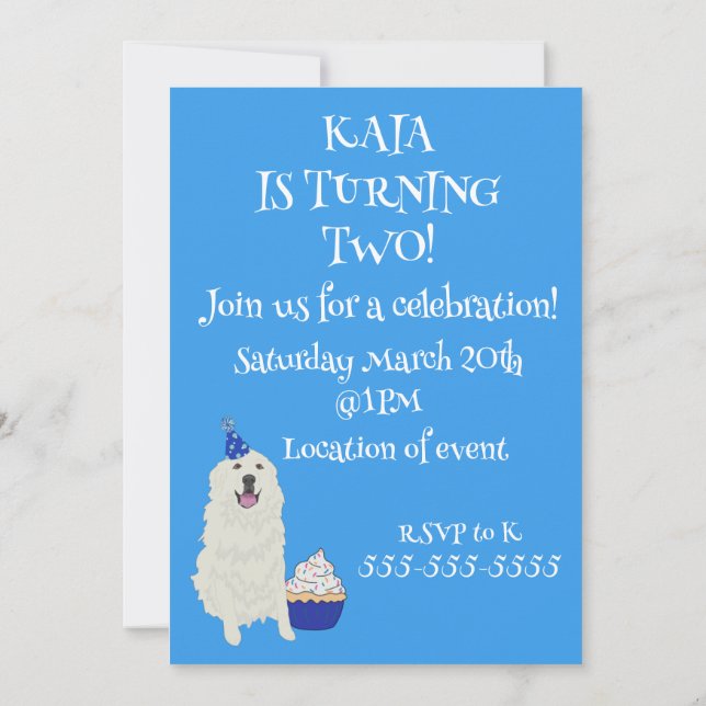 Customizable Great Pyrenees  Birthday Invitation (Back)