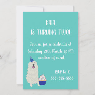 Customizable Great Pyrenees Birthday Invitation