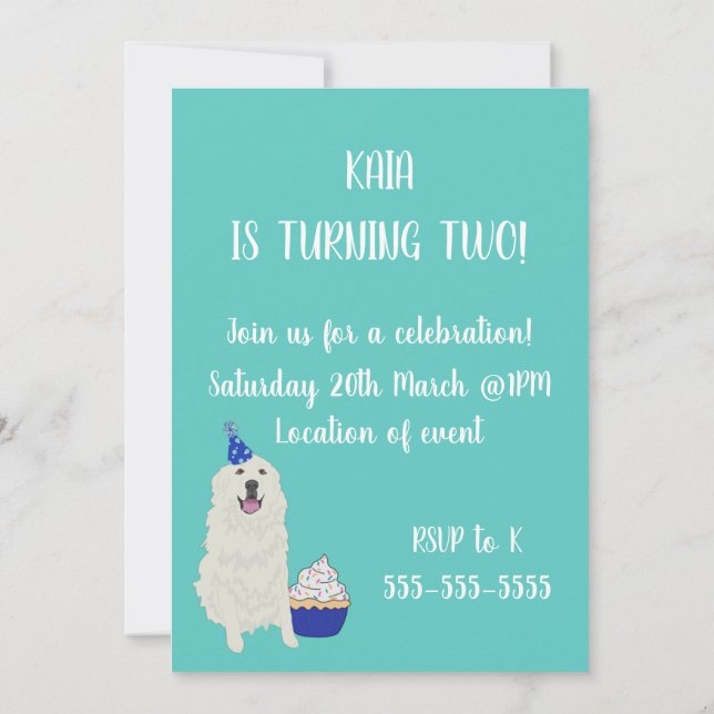 Customizable Great Pyrenees  Birthday Invitation (Back)