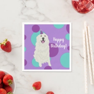 Customizable Great Pyrenees  Birthday  Napkin