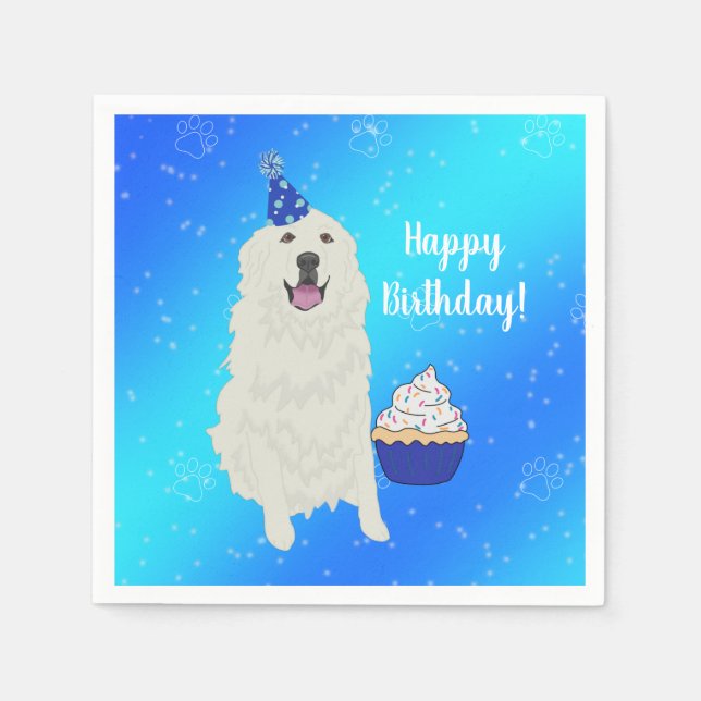 Customizable Great Pyrenees Birthday Napkin (Front)