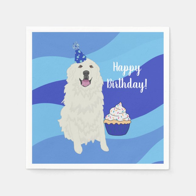 Customizable Great Pyrenees Birthday Napkin (Front)
