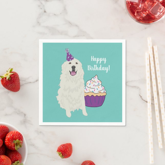 Customizable Great Pyrenees Birthday Napkins (Insitu)