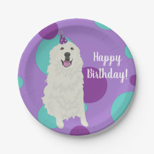 Customizable Great Pyrenees Birthday Paper Plate