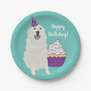 Customizable Great Pyrenees Birthday  Paper Plate