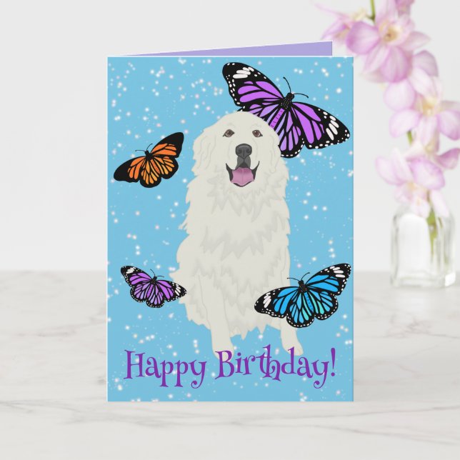 Customizable Great Pyrenees Butterfly Card (Orchid)