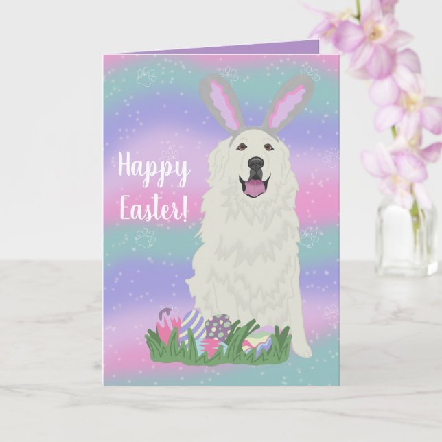 Customizable Great Pyrenees Easter Card (Orchid)