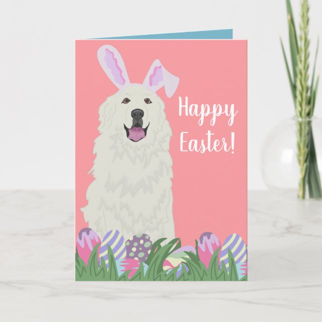 Customizable Great Pyrenees Easter  Card (Front)
