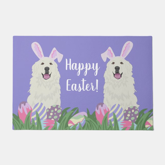 Customizable Great Pyrenees Easter Doormat (Front)