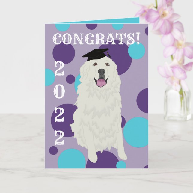 Customizable Great Pyrenees Graduation Card (Orchid)