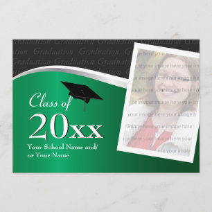 Customizable Green and Black Graduation Invitation