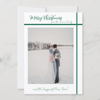Customizable Green and White Christmas Card