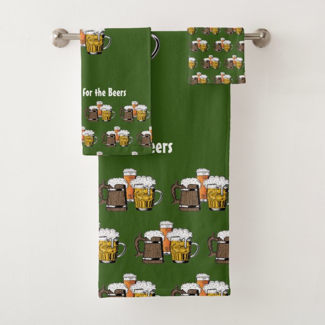 Customizable Green Beers Bath Towel Set (Insitu)