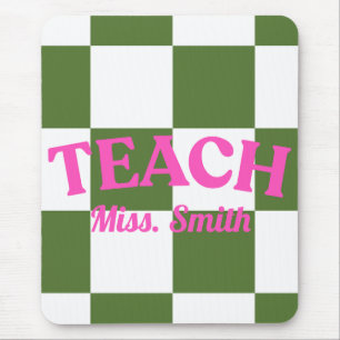 Customizable Green Chequered Teacher Clipboard  Mouse Pad