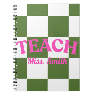 Customizable Green Chequered Teacher Notebook