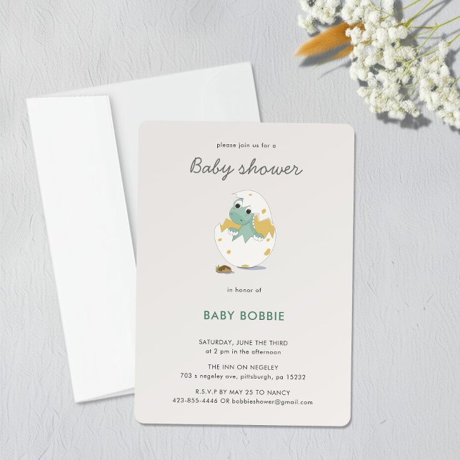 Customizable Green Dino Party Theme Baby Shower Invitation (Creator Uploaded)