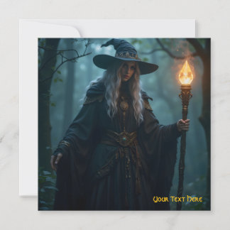 Customizable Green Forest Witch Card