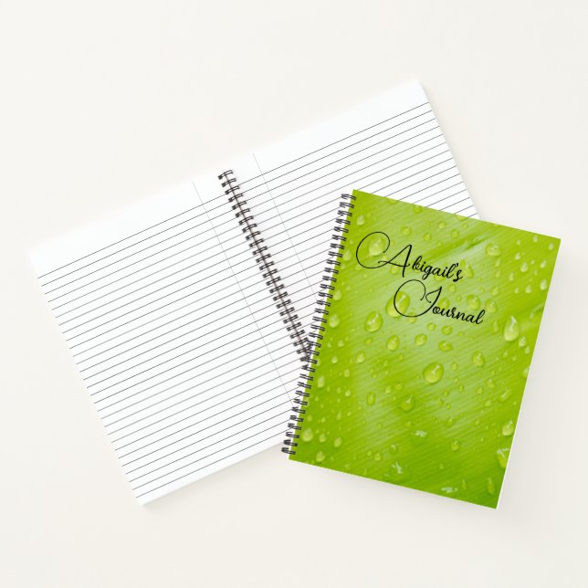 Customizable green fresh raindrops Journal  (Inside)