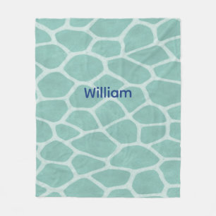 customizable green giraffe print fleece blanket