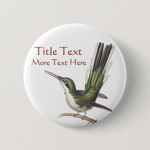 Customizable Green Hummingbird Pin / Button