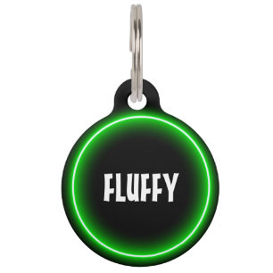 Customizable green neon pet tag