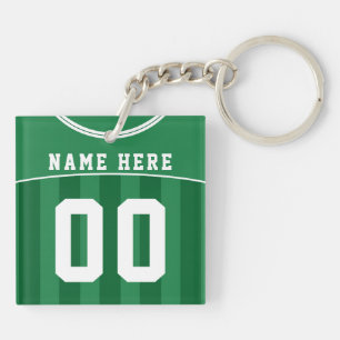 Customizable Green Soccer Jersey Keyring, Football Keychain