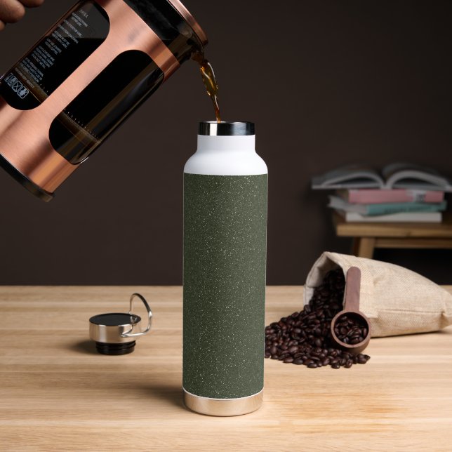 Customizable Green Speckled Water Bottle (Coffee)