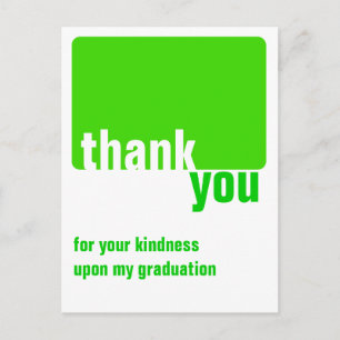 Customizable Green - Thank you  - Graduation Postcard