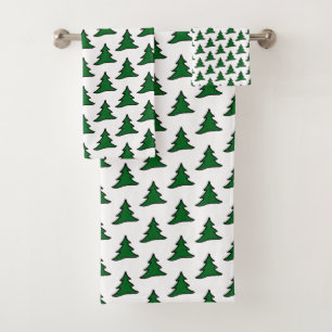 Customizable Green Trees Bath Towel Set