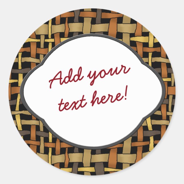 Customizable Greeting on Natural Colours Burlap Classic Round Sticker (Front)