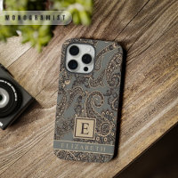 Customizable Grey Black Peach Pink Paisley Pattern