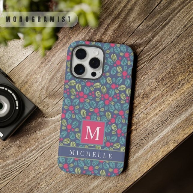 Customizable Grey Blue Floral Pink Green Flowers iPhone Case (Customizable Grey Blue Floral Pink Green Flowers iPhone Case)