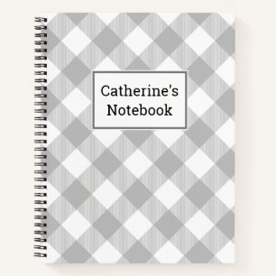 Customizable Grey Buffalo Plaid Notebook
