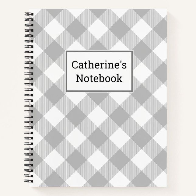 Customizable Grey Buffalo Plaid Notebook (Front)