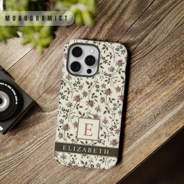 Customizable Grey Flora Pink Purple Flowers iPhone Case (Customizable Grey Flora Pink Purple Flowers iPhone Case)