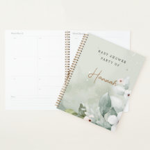 Customizable Grey Floral Baby Shower Gift Planner