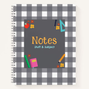 Customizable Grey Plaid Notebook