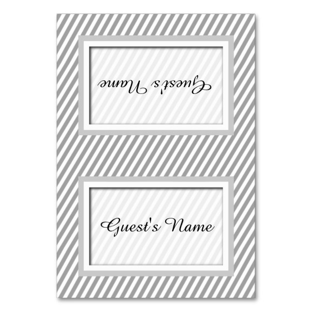 Customizable Grey Striped Name Place Cards (Front)
